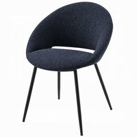 Laus Side Dining Chair Set of 2, Black Boucle, Sleek Black Metal Frame -BM333091