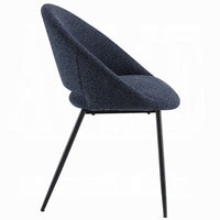 Laus Side Dining Chair Set of 2, Black Boucle, Sleek Black Metal Frame -BM333091