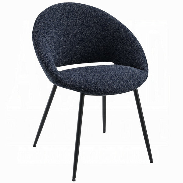 Laus Side Dining Chair Set of 2, Black Boucle, Sleek Black Metal Frame -BM333091