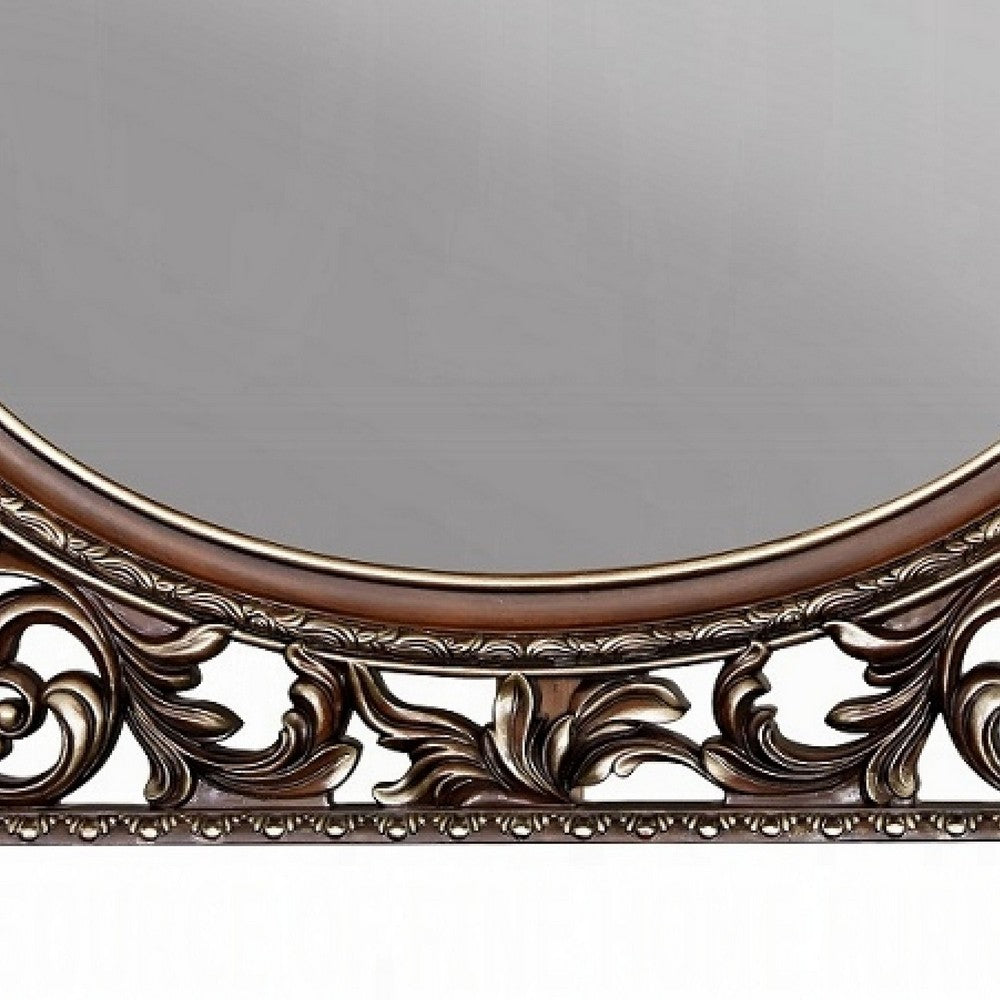 Vany Dresser Mirror, Intricate Brushed Champagne and Cherry Wood 43x53 -BM333092
