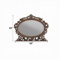 Vany Dresser Mirror, Intricate Brushed Champagne and Cherry Wood 43x53 -BM333092