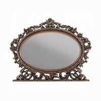 Vany Dresser Mirror, Intricate Brushed Champagne and Cherry Wood 43x53 -BM333092