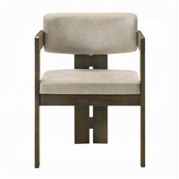 Diny Dining Armchair, Gray Polished Microfiber, Walnut Brown Wood -BM333093