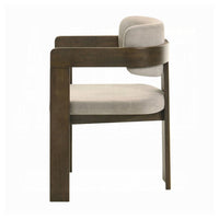 Diny Dining Armchair, Gray Polished Microfiber, Walnut Brown Wood -BM333093