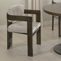 Diny Dining Armchair, Gray Polished Microfiber, Walnut Brown Wood -BM333093