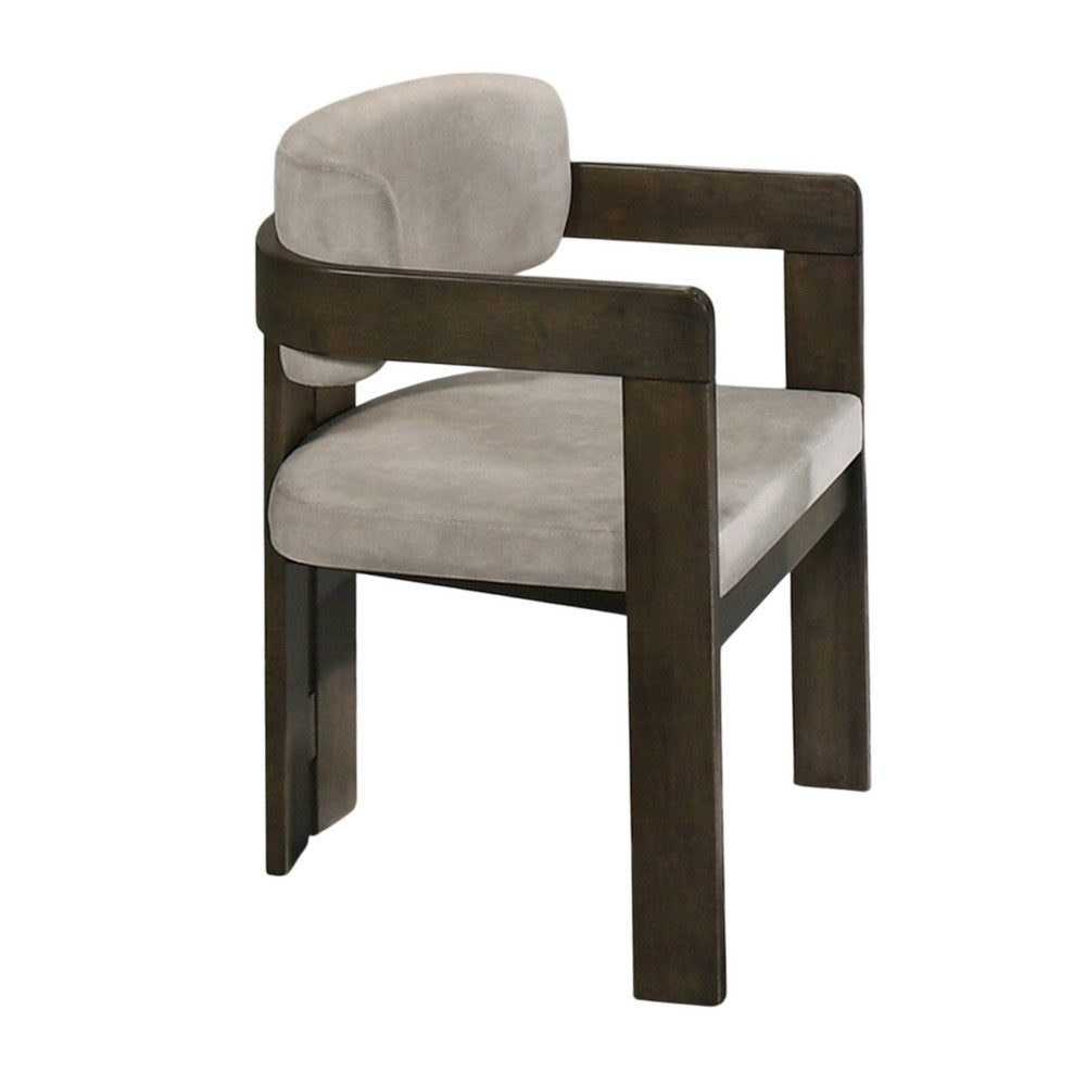 Diny Dining Armchair, Gray Polished Microfiber, Walnut Brown Wood -BM333093