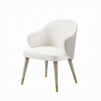 Arity Side Dining Chair Set of 2, Modern Light Gray Fabric, Gold Metal -BM333095