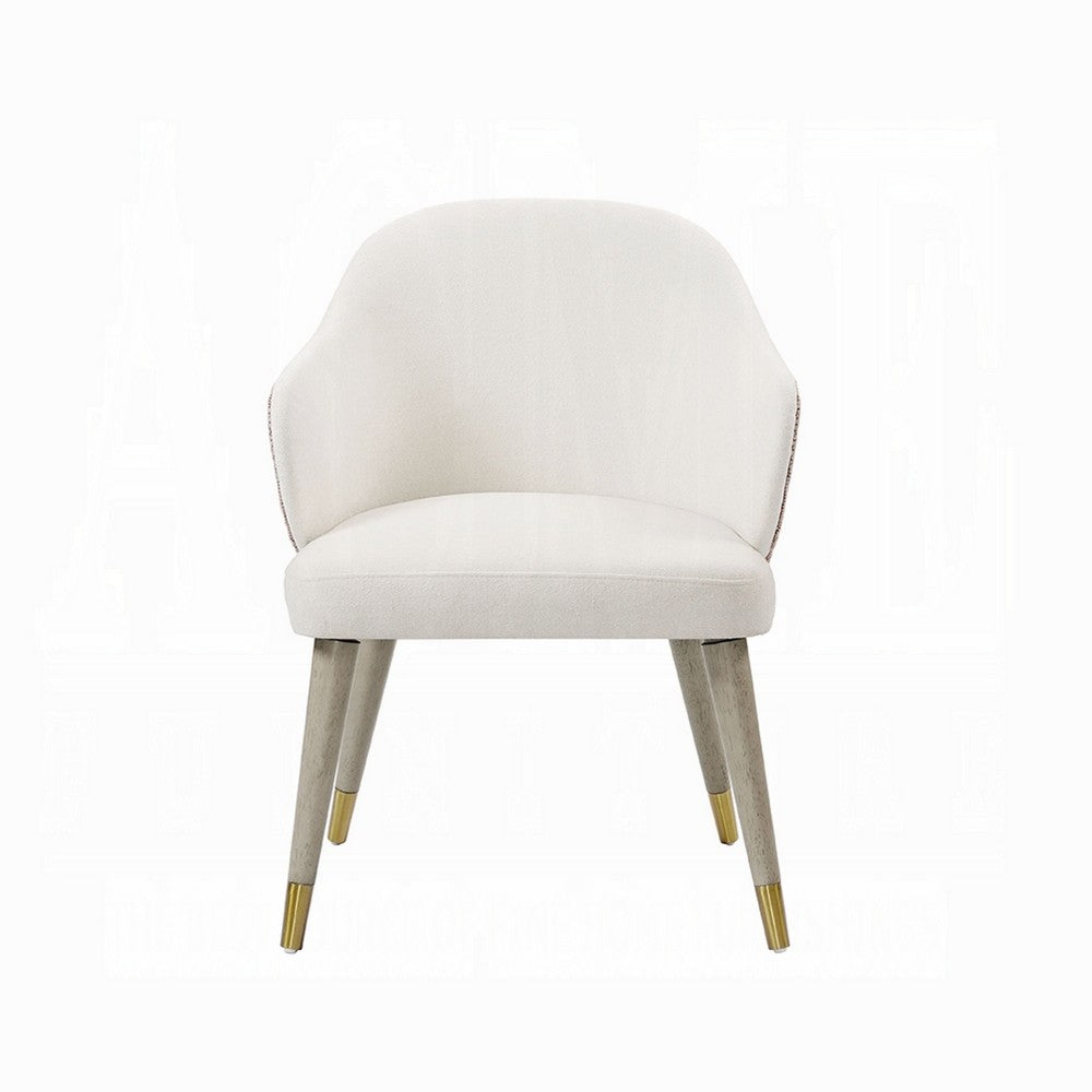 Arity Side Dining Chair Set of 2, Modern Light Gray Fabric, Gold Metal -BM333095