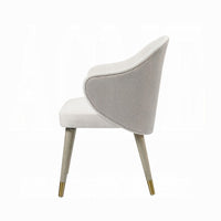 Arity Side Dining Chair Set of 2, Modern Light Gray Fabric, Gold Metal -BM333095