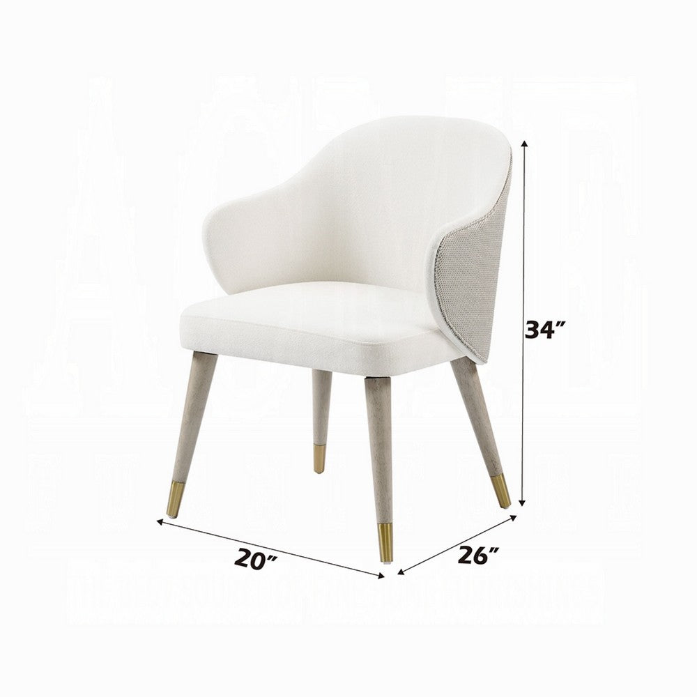 Arity Side Dining Chair Set of 2, Modern Light Gray Fabric, Gold Metal -BM333095