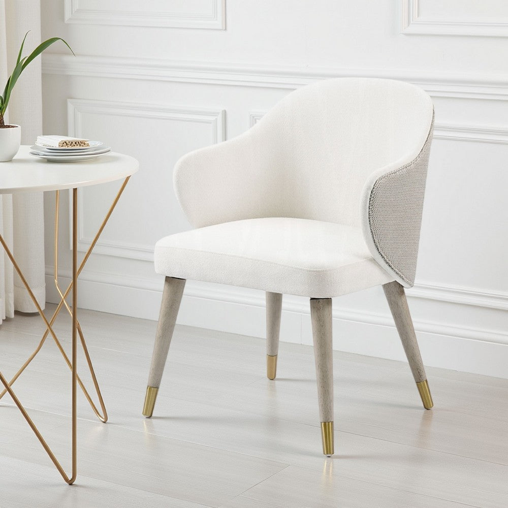 Arity Side Dining Chair Set of 2, Modern Light Gray Fabric, Gold Metal -BM333095