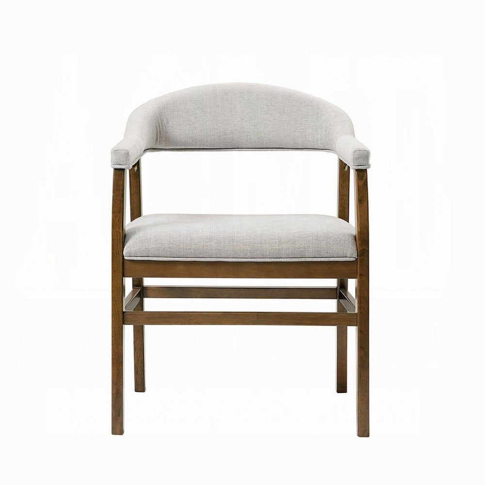 Dari Side Dining Chair Set of 2, Gray Fabric, Dark Walnut Brown Wood -BM333096