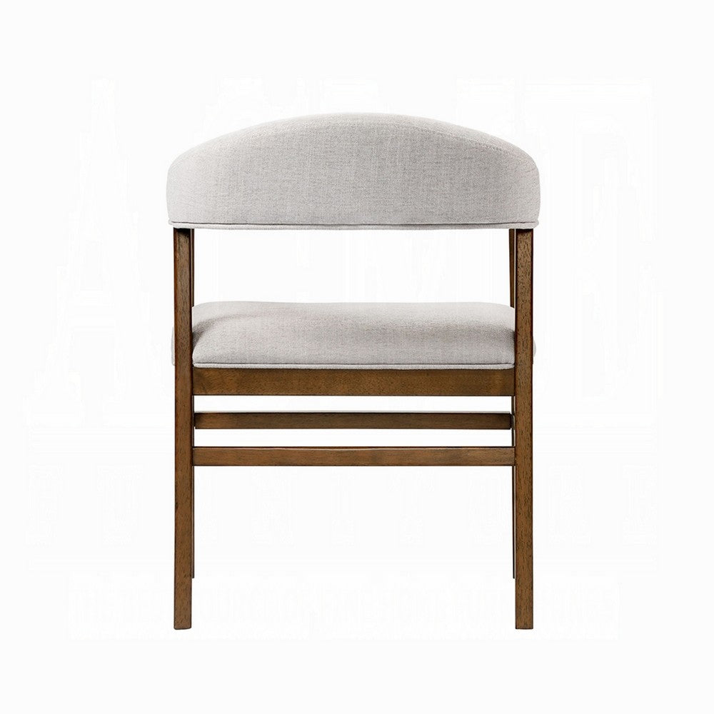 Dari Side Dining Chair Set of 2, Gray Fabric, Dark Walnut Brown Wood -BM333096