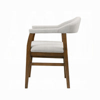 Dari Side Dining Chair Set of 2, Gray Fabric, Dark Walnut Brown Wood -BM333096