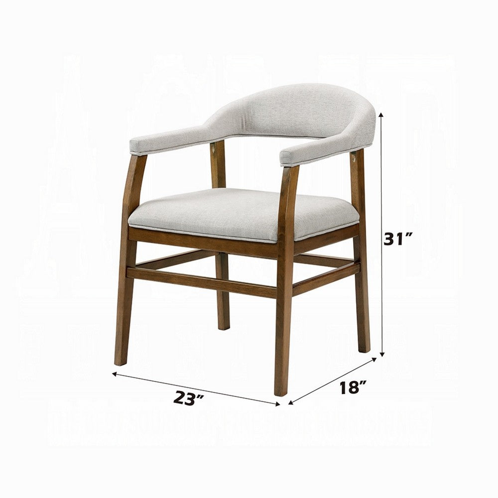 Dari Side Dining Chair Set of 2, Gray Fabric, Dark Walnut Brown Wood -BM333096