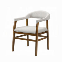 Dari Side Dining Chair Set of 2, Gray Fabric, Dark Walnut Brown Wood -BM333096