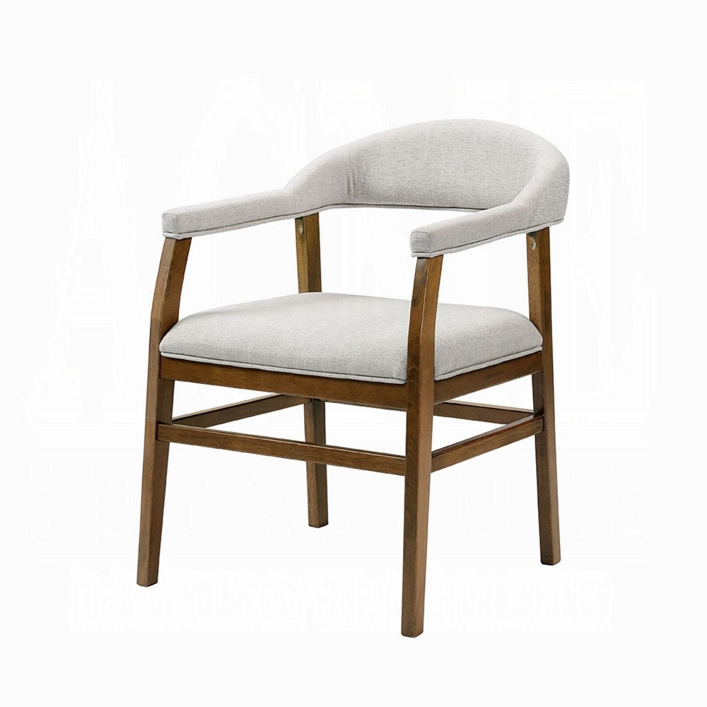 Dari Side Dining Chair Set of 2, Gray Fabric, Dark Walnut Brown Wood -BM333096