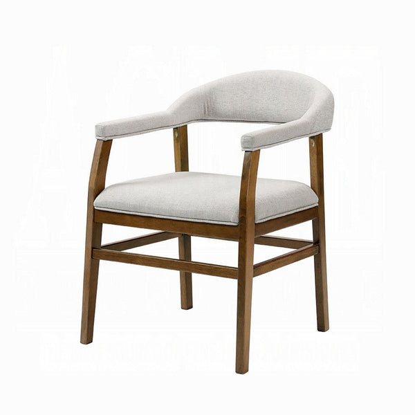 Dari Side Dining Chair Set of 2, Gray Fabric, Dark Walnut Brown Wood -BM333096