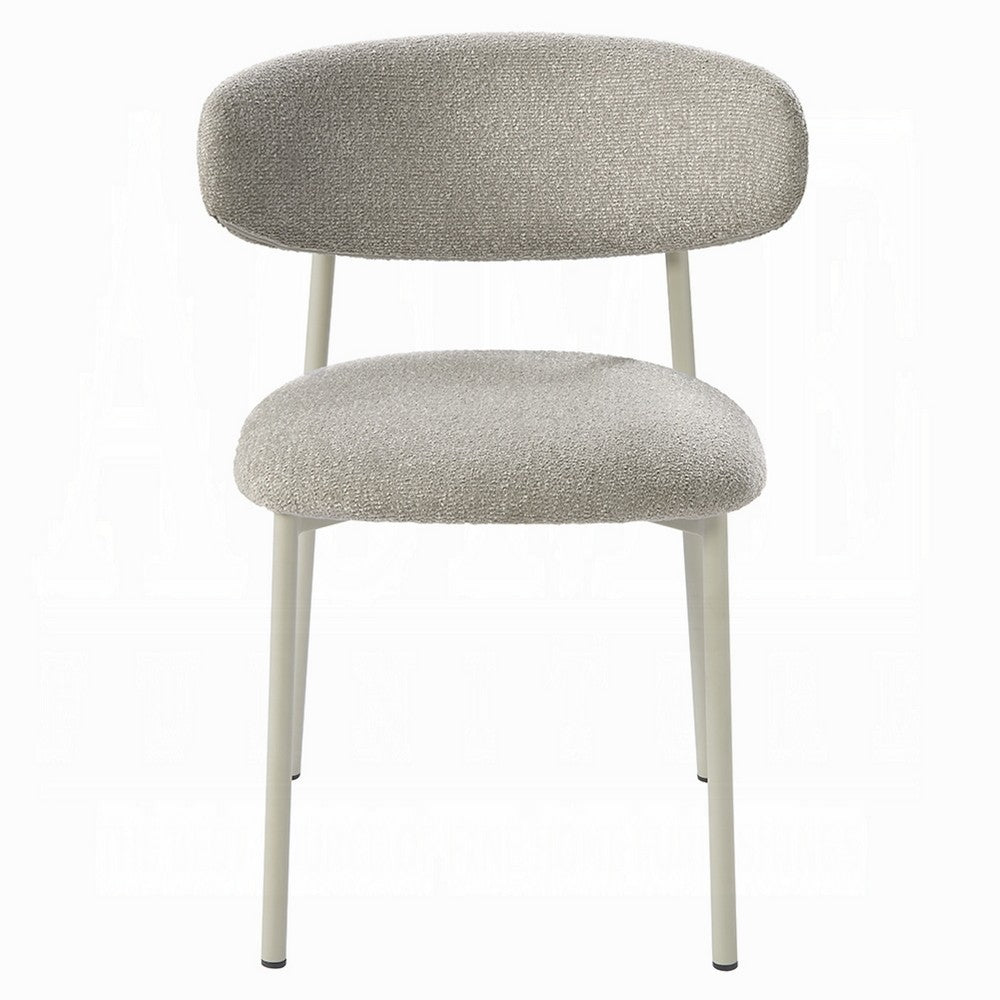 Sinra Side Dining Chair Set of 2, Light Gray Fabric, White Metal Frame -BM333097