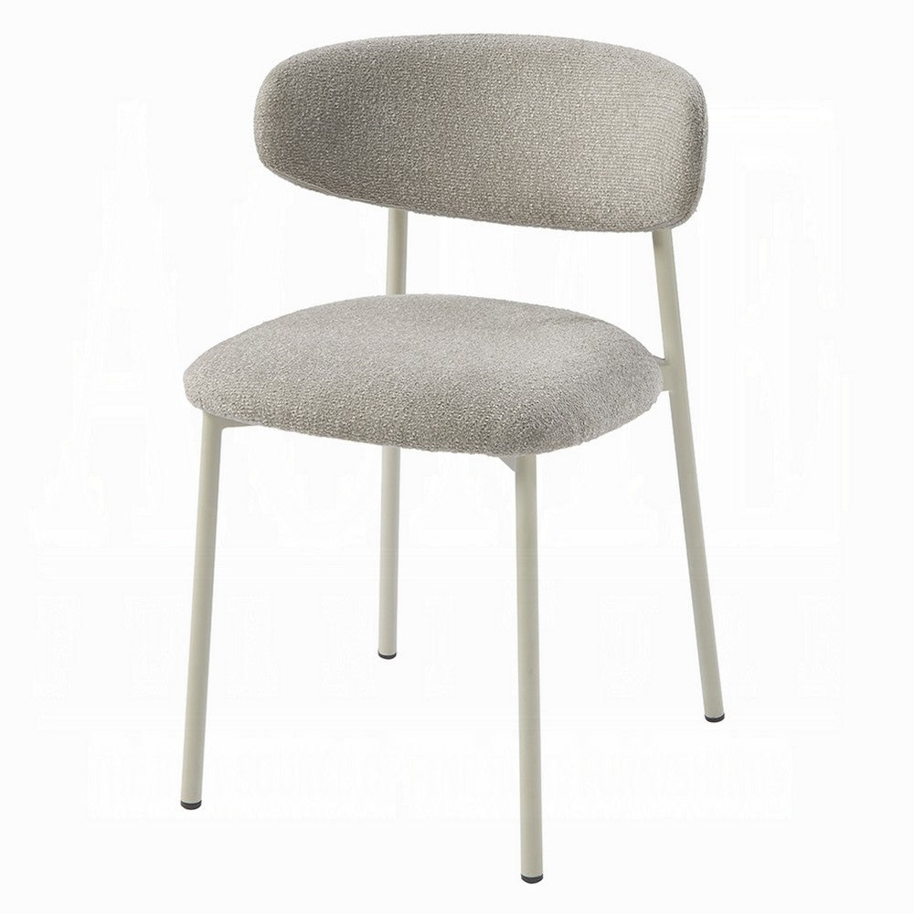 Sinra Side Dining Chair Set of 2, Light Gray Fabric, White Metal Frame -BM333097