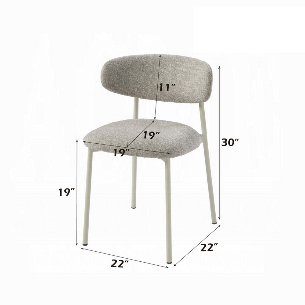 Sinra Side Dining Chair Set of 2, Light Gray Fabric, White Metal Frame -BM333097