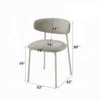 Sinra Side Dining Chair Set of 2, Light Gray Fabric, White Metal Frame -BM333097