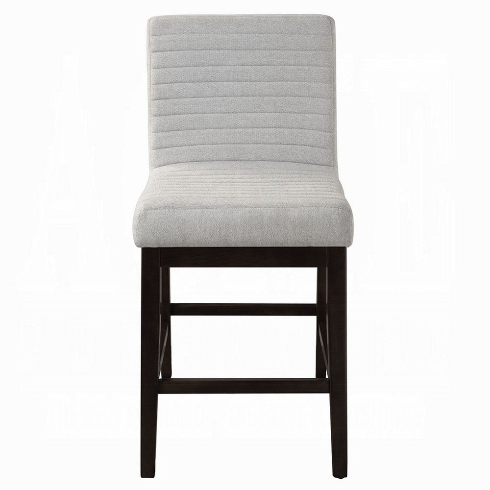 Eyna Counter Height Chair Set of 2, Gray Linen, Espresso Brown Wood -BM333103