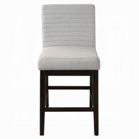 Eyna Counter Height Chair Set of 2, Gray Linen, Espresso Brown Wood -BM333103
