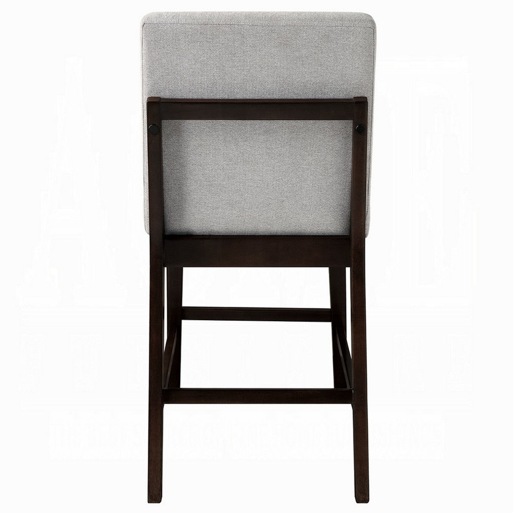 Eyna Counter Height Chair Set of 2, Gray Linen, Espresso Brown Wood -BM333103