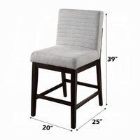 Eyna Counter Height Chair Set of 2, Gray Linen, Espresso Brown Wood -BM333103