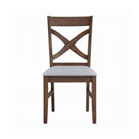 Feri Side Dining Chair Set of 2, Gray Foam Cushion, Farmhouse Brown -BM333104
