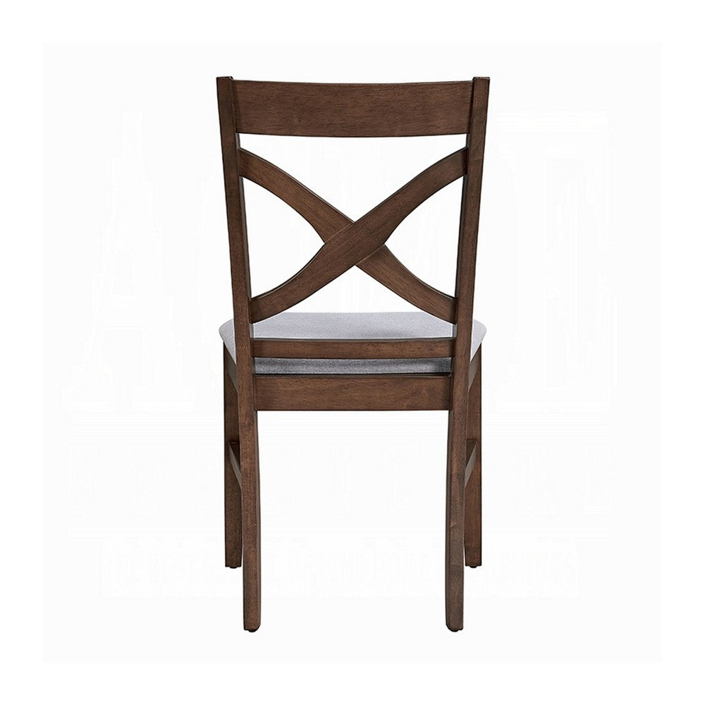 Feri Side Dining Chair Set of 2, Gray Foam Cushion, Farmhouse Brown -BM333104