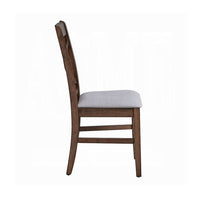 Feri Side Dining Chair Set of 2, Gray Foam Cushion, Farmhouse Brown -BM333104