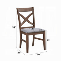 Feri Side Dining Chair Set of 2, Gray Foam Cushion, Farmhouse Brown -BM333104