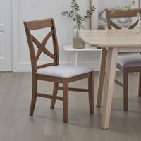 Feri Side Dining Chair Set of 2, Gray Foam Cushion, Farmhouse Brown -BM333104