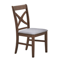 Feri Side Dining Chair Set of 2, Gray Foam Cushion, Farmhouse Brown -BM333104