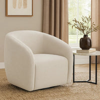 Tiena Swivel Accent Chair, Modern Style Rounded Back, Warm Beige Linen -BM333109