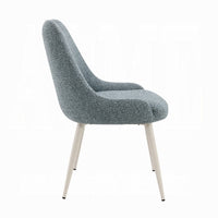 Aela Side Dining Chair Set of 2, Light Blue Boucle, Bone White Metal -BM333119