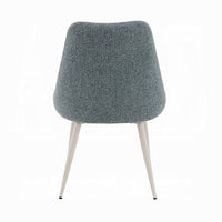 Aela Side Dining Chair Set of 2, Light Blue Boucle, Bone White Metal -BM333119