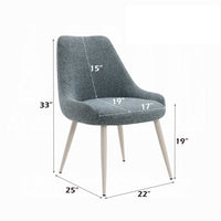 Aela Side Dining Chair Set of 2, Light Blue Boucle, Bone White Metal -BM333119
