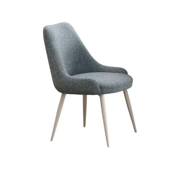 Aela Side Dining Chair Set of 2, Light Blue Boucle, Bone White Metal -BM333119