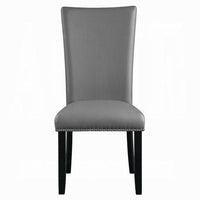 Aline Side Dining Chair Set of 2, Gray Faux Leather, Nailhead Trim -BM333122