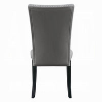 Aline Side Dining Chair Set of 2, Gray Faux Leather, Nailhead Trim -BM333122