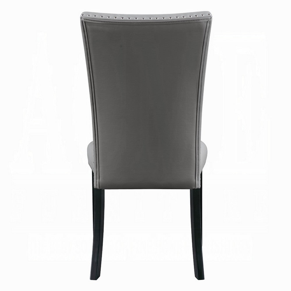 Aline Side Dining Chair Set of 2, Gray Faux Leather, Nailhead Trim -BM333122