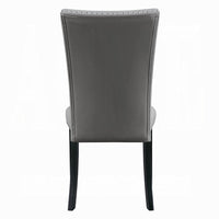 Aline Side Dining Chair Set of 2, Gray Faux Leather, Nailhead Trim -BM333122