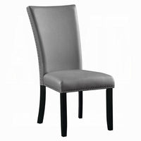 Aline Side Dining Chair Set of 2, Gray Faux Leather, Nailhead Trim -BM333122