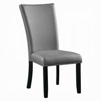 Aline Side Dining Chair Set of 2, Gray Faux Leather, Nailhead Trim -BM333122