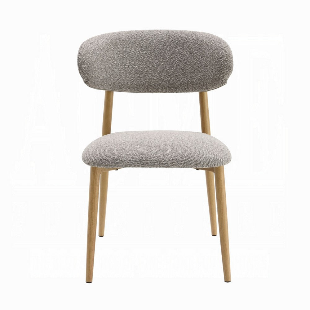 Kacie Side Dining Chair Set of 2, Gray Boucle, Natural Brown Wood -BM333123