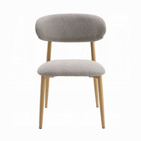 Kacie Side Dining Chair Set of 2, Gray Boucle, Natural Brown Wood -BM333123
