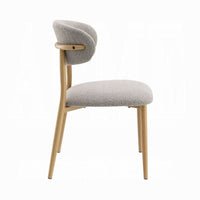 Kacie Side Dining Chair Set of 2, Gray Boucle, Natural Brown Wood -BM333123